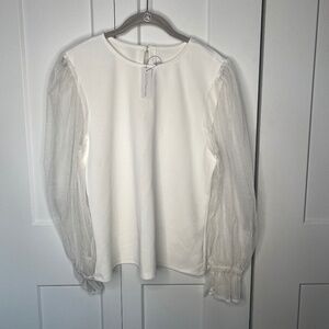 New York & Company Sheer Long Sleeve Blouse NWT Women's Size XL